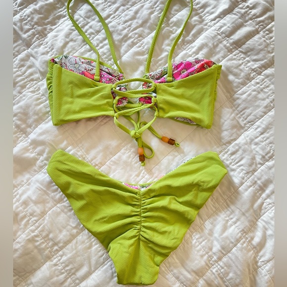 Maaji Swim, Green Floral Reversible Bikini - Picture 3 of 7